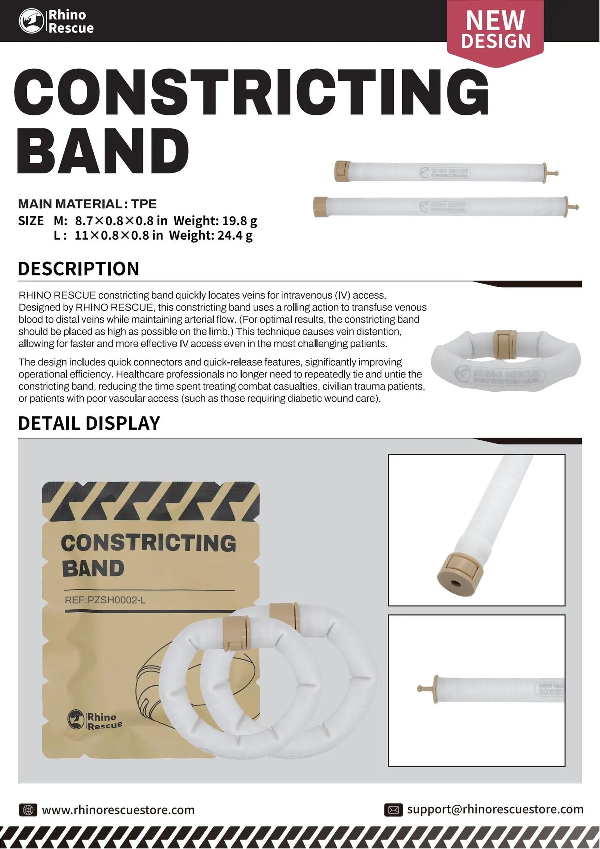 RHINO RESCUE IV Constricting Band – Quick Vein Access for Trauma & Tactical Medical