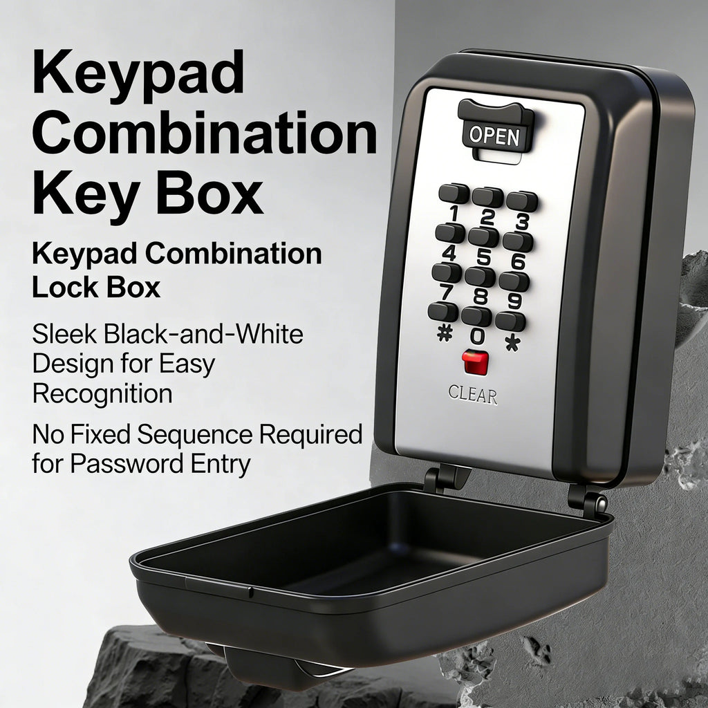 Key Lock Box Customizable 12-Digit Combination LockBox for Keys with Resttable Code Large Capacity Weatherproof Outside Spare Ke