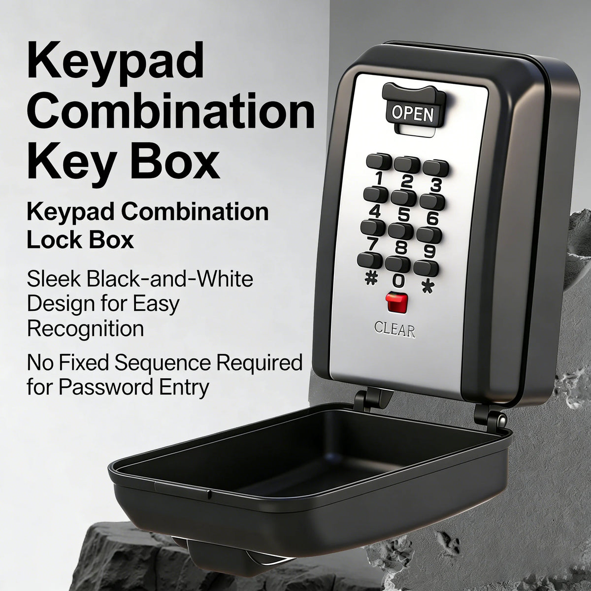 Key Lock Box Customizable 12-Digit Combination LockBox for Keys with Resttable Code Large Capacity Weatherproof Outside Spare Ke