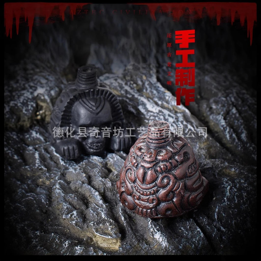 1PC Aztec Death Whistle Skull Head, Eerie Screaming Noise Maker for Party Prank or Halloween Gift of Resin Craft Toy
