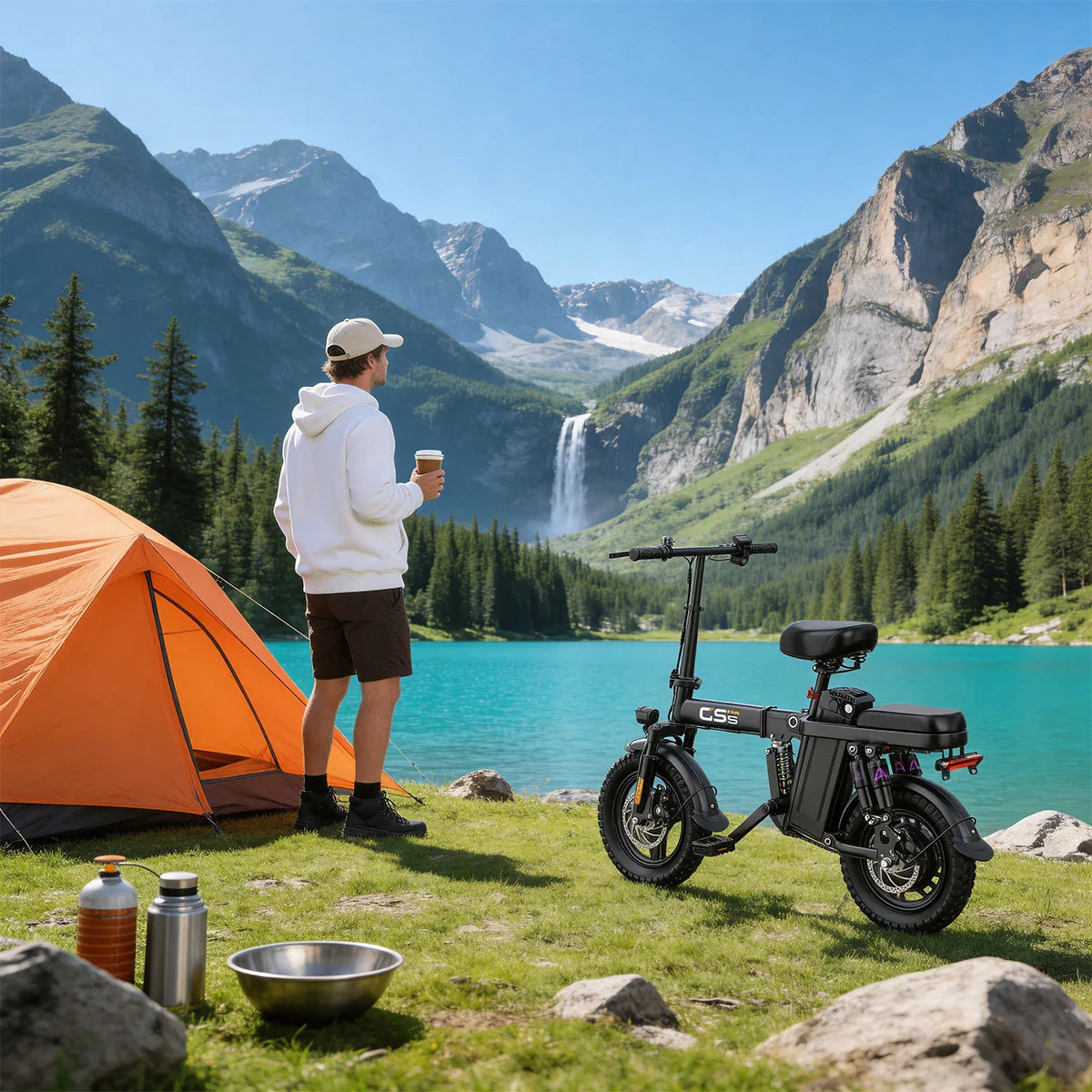 Uplee GS5 500W 48V 15AH Electric Bicycles Ebike E-Bike For Adults, 3-Riding Modes, 14" Foldable Ebike, With Charger And Battery, MAX Speed 19.9 MPH, Dual Disc Brakes, Durable And Lightweight Frame, All-Terrain Foldable Ebike