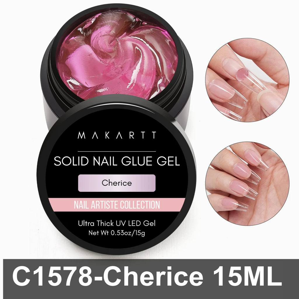 Makartt Solid Nail Gel for Acrylic Nail Tips Glue Gel Curing Needed UV Cured for Press On Nails Fake Nails Solid Nail Adhesive