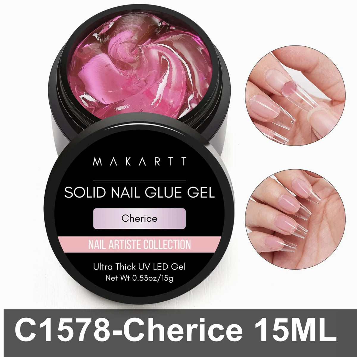 Makartt Solid Nail Gel for Acrylic Nail Tips Glue Gel Curing Needed UV Cured for Press On Nails Fake Nails Solid Nail Adhesive