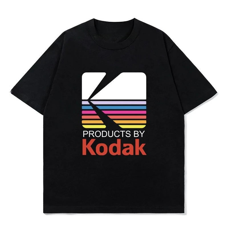 Kodak Polychrome Rainbow Back Print Unisex Cotton T Shirt Vintage Retro Short Sleeve Tee Y2K Casual Streetwear Film Graphic Top