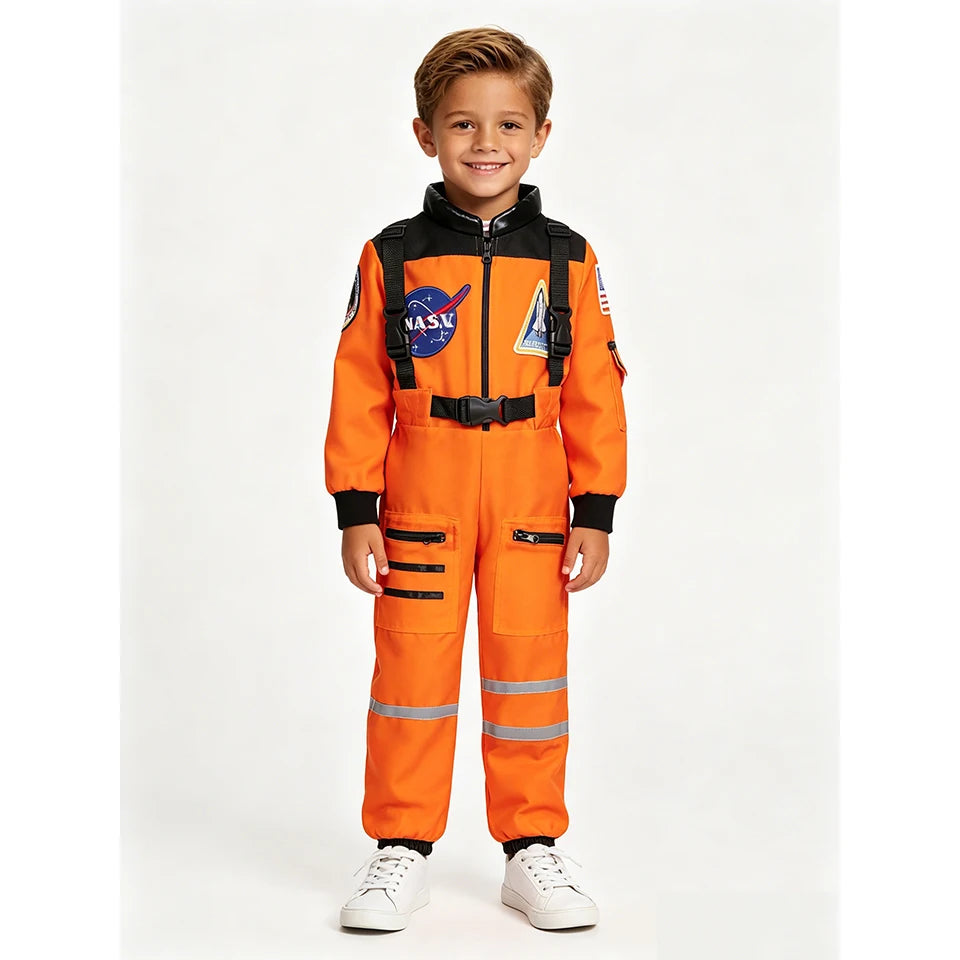 Kids Astronaut Costume Space Suit Halloween Cosplay Space Explorer Performance Children's Jumpsuit Spaceman Boys Girls Outfits