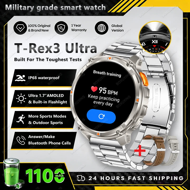 2026 GPS Sports Smart Watch 1.7-Inch AMOLED Screen Outdoor Sports Compass Heart Rate IP68 Waterproof Bluetooth Call Smartwatches