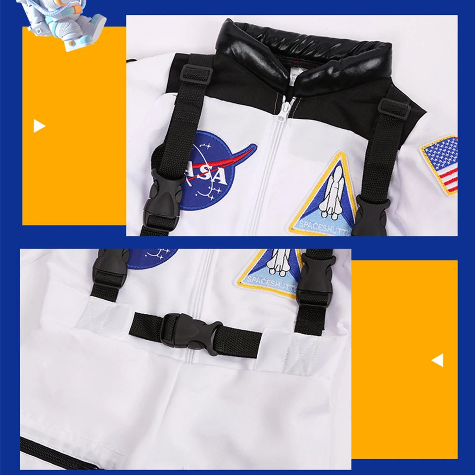 Kids Astronaut Costume Space Suit Halloween Cosplay Space Explorer Performance Children's Jumpsuit Spaceman Boys Girls Outfits