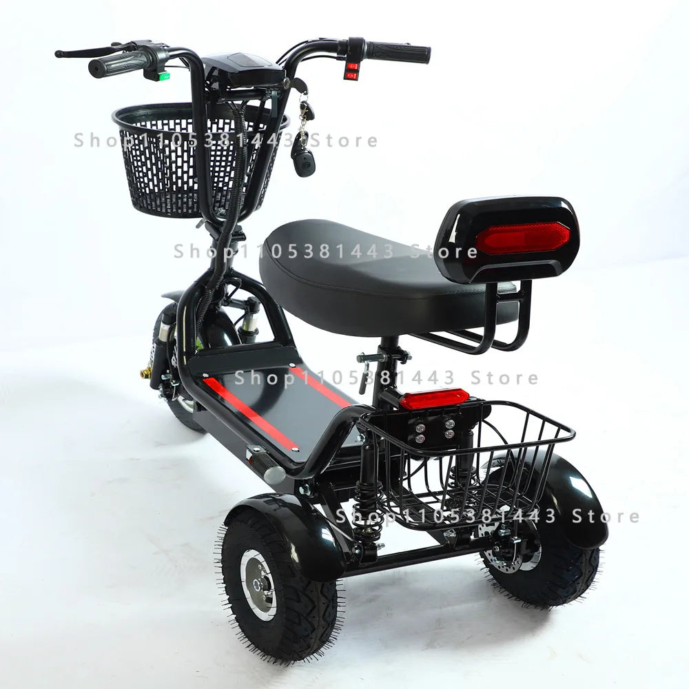For Men and Women for Adults Folding Mini Small Three-wheeled Electric Car New Electric Tricycle 12-inch Portable Scooter