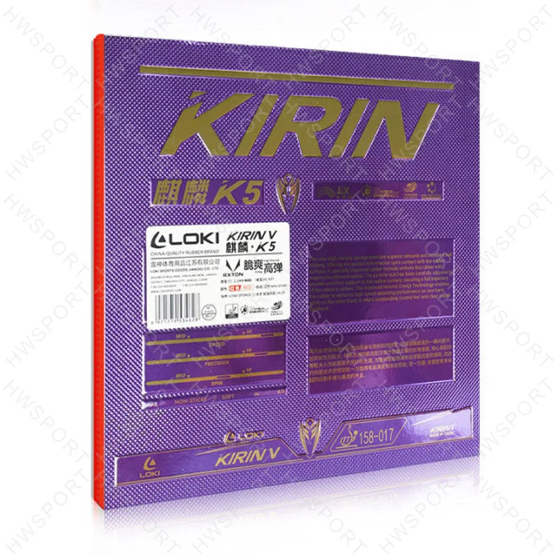 LOKI KIRIN K5 Table Tennis Rubber Non-sticky ITTF Approved Ping Pong Rubber Sheet with Pre-tuned Loxa Sponge
