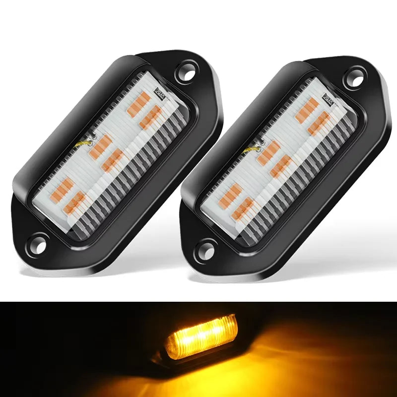 Universal Chrome LED Number Plate Light 12V 24V Rear Brake Light License Taillight for Cars Truck Wagon Van RV Motorcycle 6 Leds