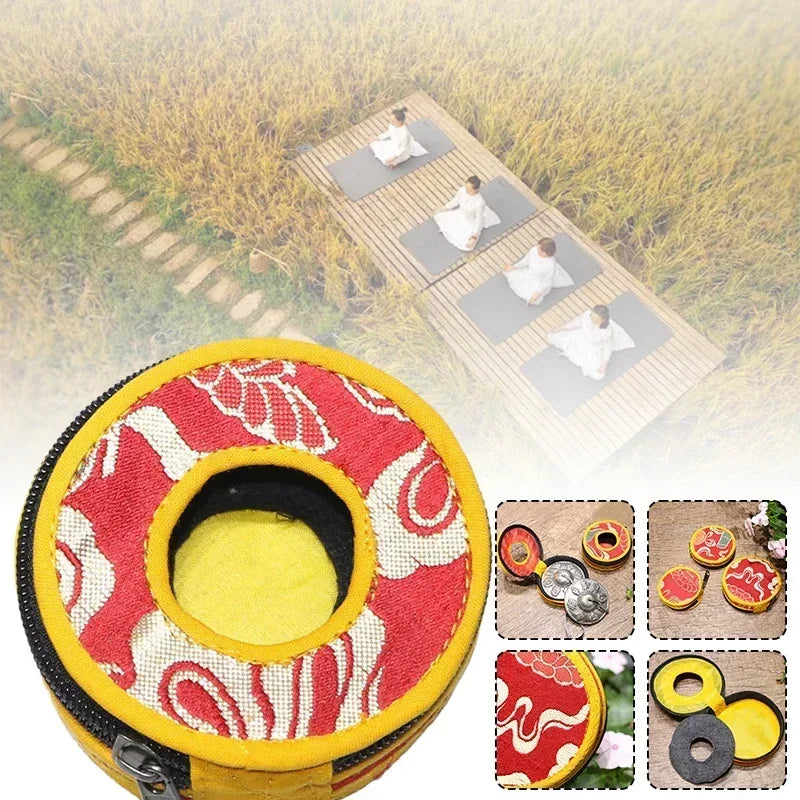 Meditation Cymbal Bell Bag Finger Cymbals Packs Zipper Storage Bags Tingsha Chimes Storage Rack Tibetan Bell Protector Case