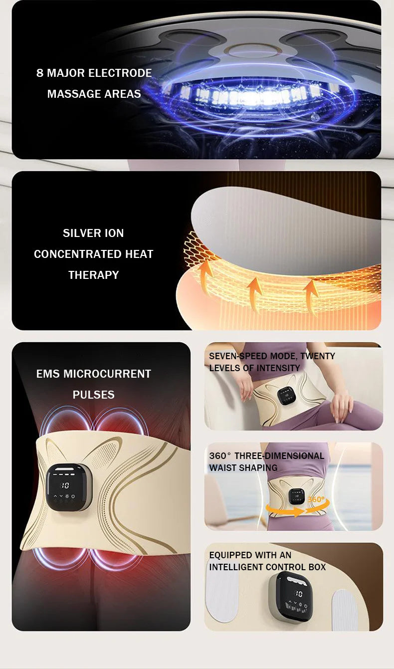 New Electric Abdominal Massager with 4 Temperature Settings and Pulse Massage Function for Fat Burning and Weight Loss Vibrator