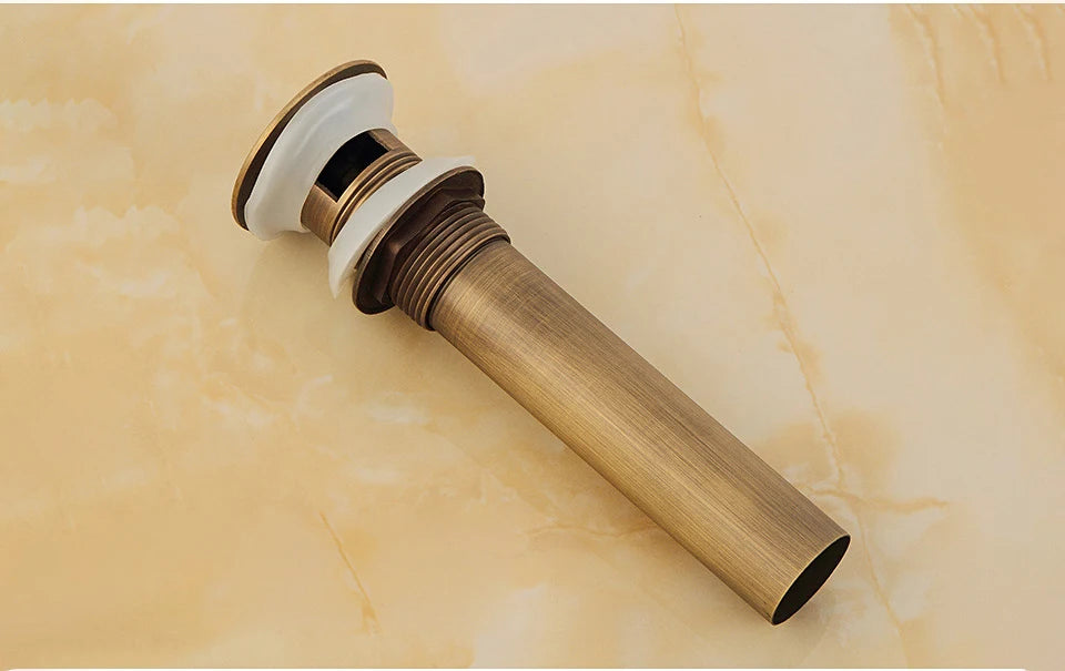 Antique Brass Pop Up Drain Bathroom Sink Push Down Pop Up Stopper Drain Washbasin Accessoires Plug Cover Waste Pipe Drainer