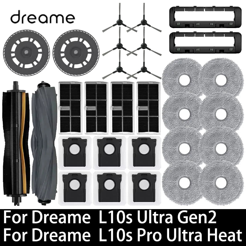 For Dreame L10s Ultra Gen2 / L10s Pro Ultra Heat Vacuum Cleaner Replacement Accessories Main Side Brush HEPA Filter Mop Dust Bag