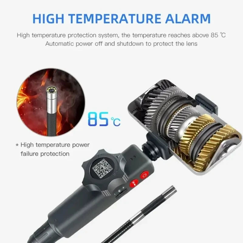 6.0MM/8.0MM 2.0MP 180 Degree Steering Industrial Endoscope Cars Inspection Borescope Camera With 8 LED for iPhone Android PC