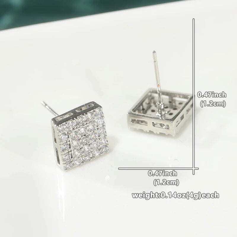 Delicate stud earrings for men and women Square accessories suitable for wedding parties go with everything
