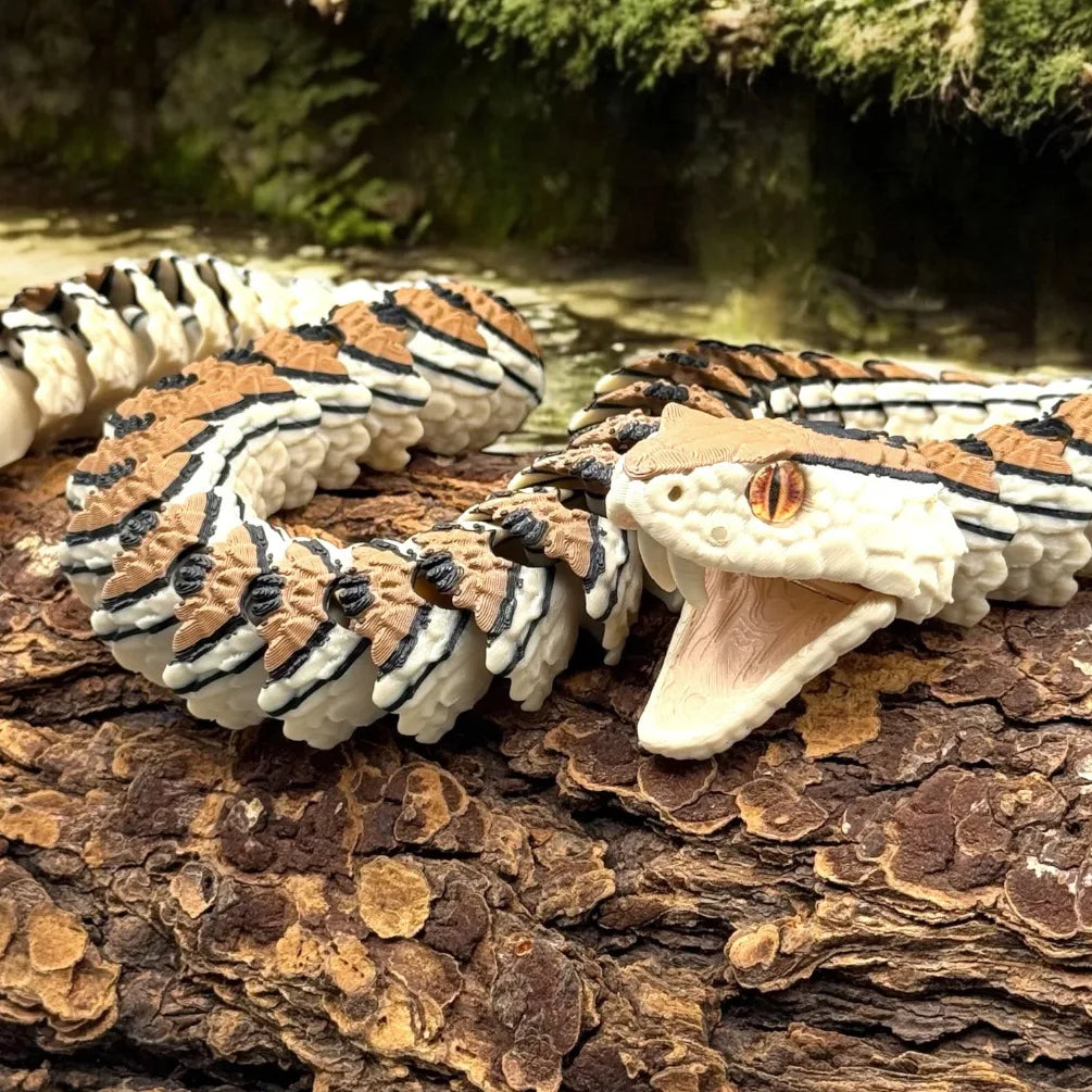 3D Printed Rattlesnake with Teeth Multi-jointed Movable Home Decor Kids Halloween Scare Desk Accessory Delicate Design