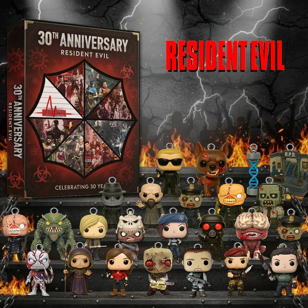 Resident Evil Advent Calendar 30th Advent Calendar 24 Days 2D Acrylic Hanging Ornament Blind Box Halloween Decor Gift
