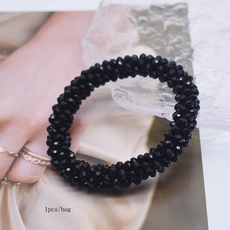 Mixed Color Trendy Glass Bead Bracelet Elastic Handmade Strand Bracelets for Women Gift New Hair Accessory Glass Beads Bracelet
