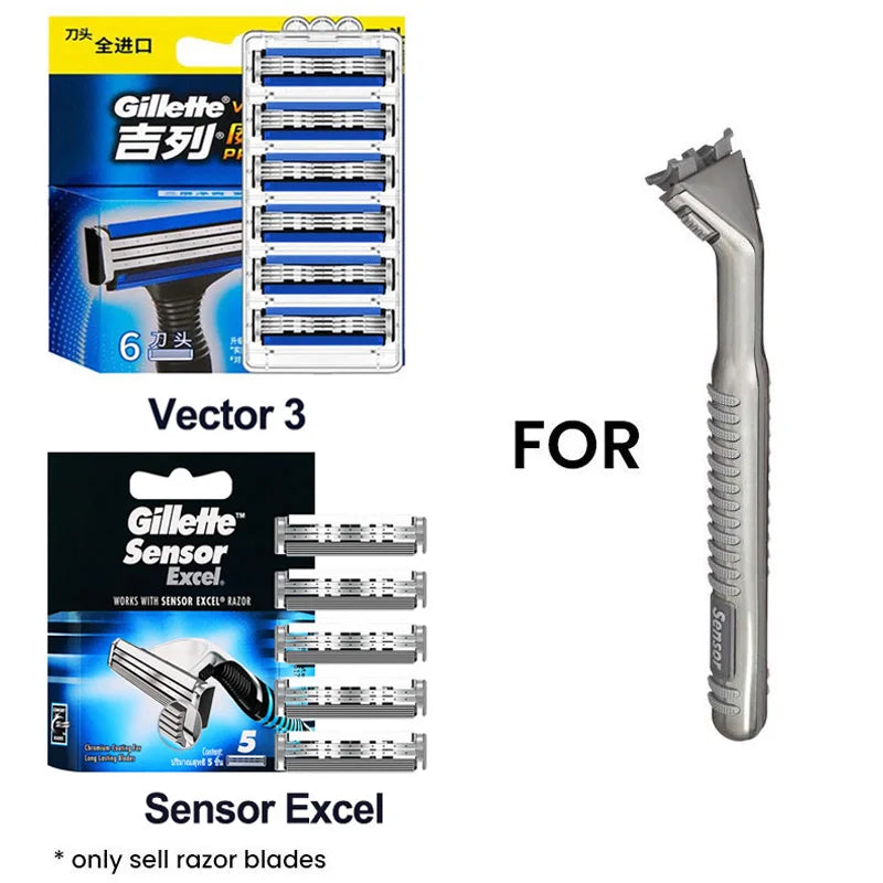 Gillette Sensor Excel Razor Blades Ultra Thin 3 Layer Sharp Shaving Blades Vector3 Men Face Hair Removal  Shaver Replace Refills