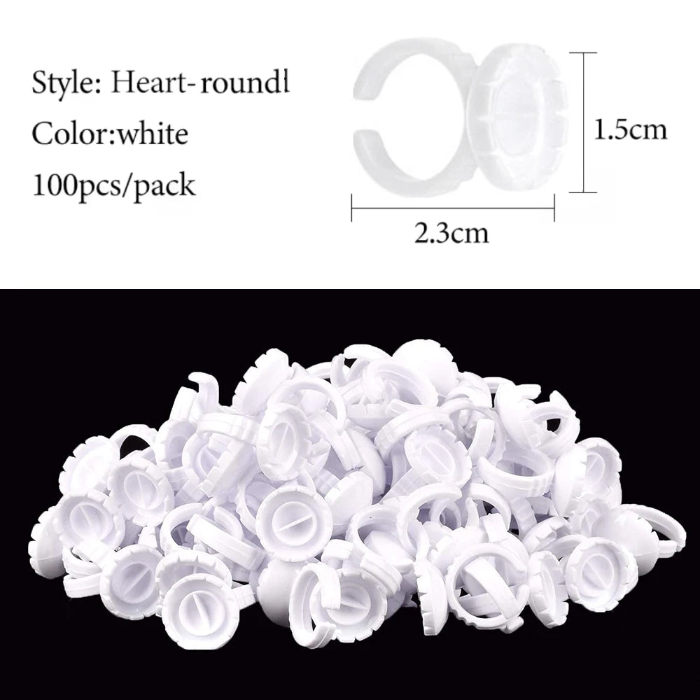 100PCS Disposable Glue Rings Eyelash Extension/Nail Art/Tattoo Blossom Smart Cup Extension Supplies Tools