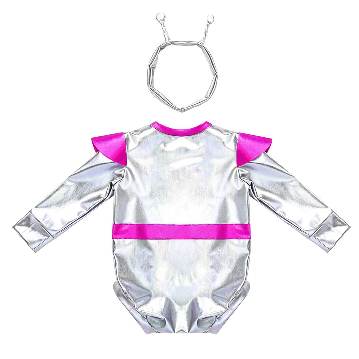 Little Boys Girls Halloween Theme Party Metallic Shiny Alien Rompers Space Robot Astronaut Dress Up Jumpsuit Photography Costume