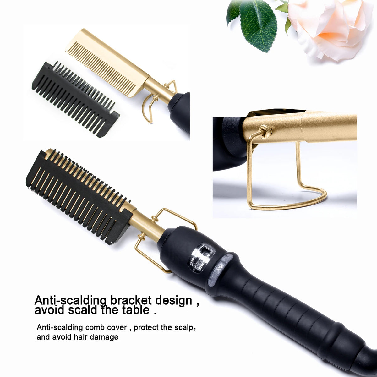 Hot Comb Hair Straightener Electric Hot Comb Brush Flat Iron Electric Heating Comb With LCD Display Hair Straightener For Wig