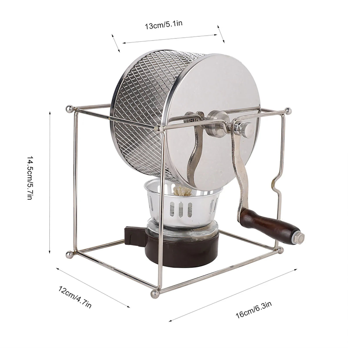 Manual Coffee Roaster Home Mini Coffee Bean Roasting Machine with Handle Stainless Steel DIY Coffee Baking Tools