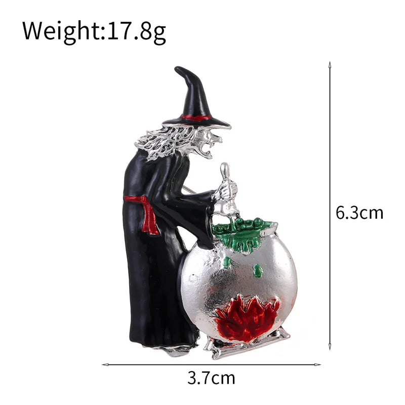Halloween Witch Hat Brooch Terror Ghost Wizard Pin Metal Rhinestones Accessories For Men And Women Jewelry Gifts Wholesale