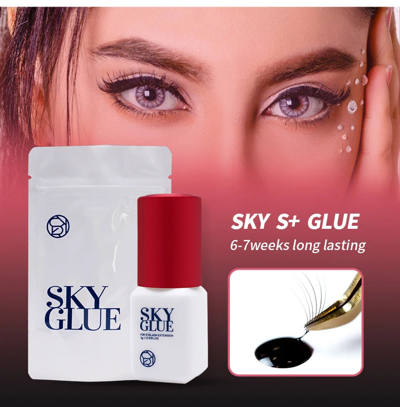 10 Bottles SKY S+ Glue Eyelash Extension 5ml Korea Original Black Red Cap False Lash Sky Adhesive Supplies Makeup Tools Colas