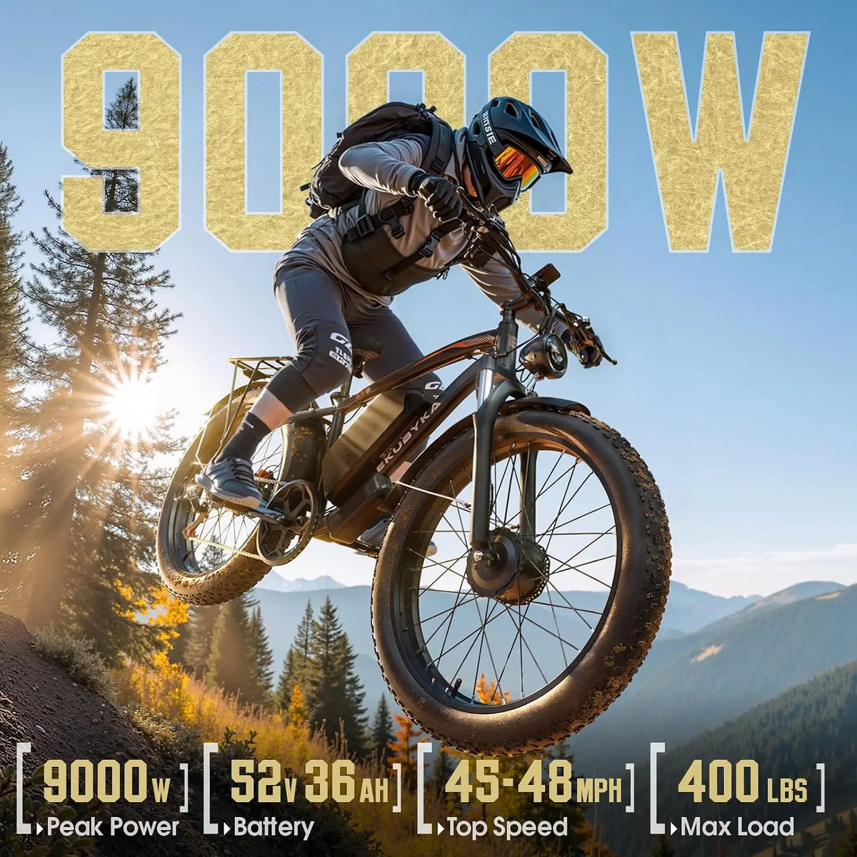 9000W Dual Motor Electric Bicycle, 48MPH E-Bike, 52V 36Ah Battery, 100 Miles Range, 26 Fat Tire, 7-Speed, Commuter, Customized