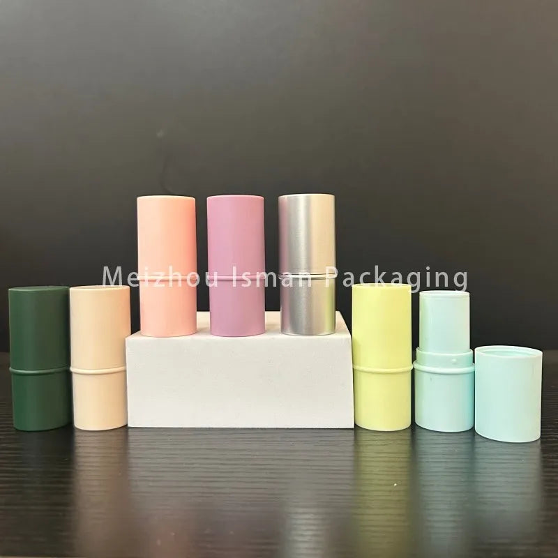 50Pcs Newest Refillable Fat 6g Matte Pink Cheek Lip Balm Packaging Foundation Stick Container Eyeshadow Concealer Stick Tubes