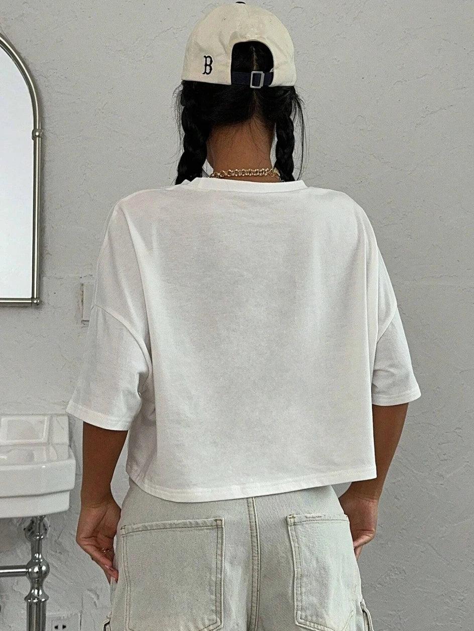 100% Cotton Women Crop T-shirts No More Rules Letter Prints Tops O-Neck Short Sleeves Tees Summer Fashion Street Female Clothing