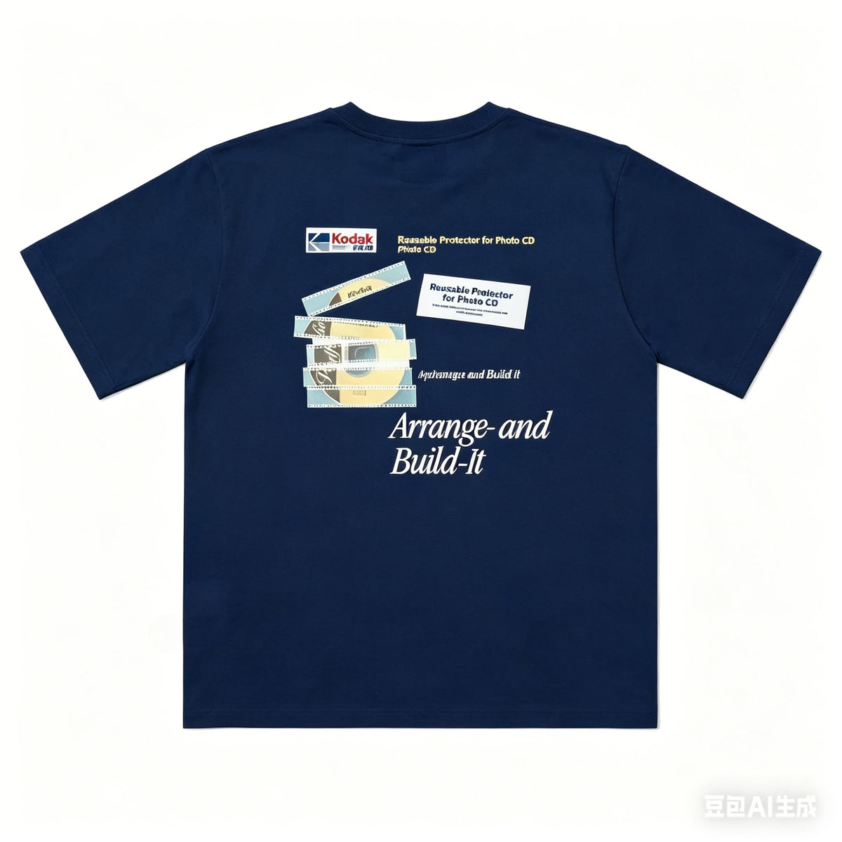 Vintage Kodak Film-style Printed T-shirt for Summer Men's Casual Street Trendy Clothing 100% Cotton Breathable Comfortable Top