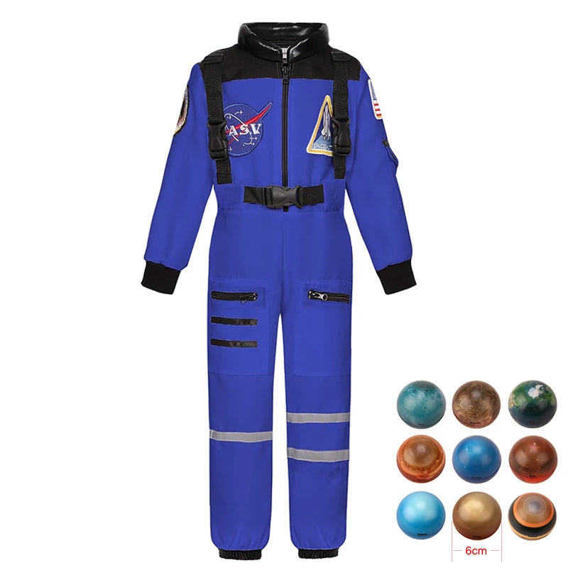 Kids Astronaut Costume Space Suit Halloween Cosplay Space Explorer Performance Children's Jumpsuit Spaceman Boys Girls Outfits