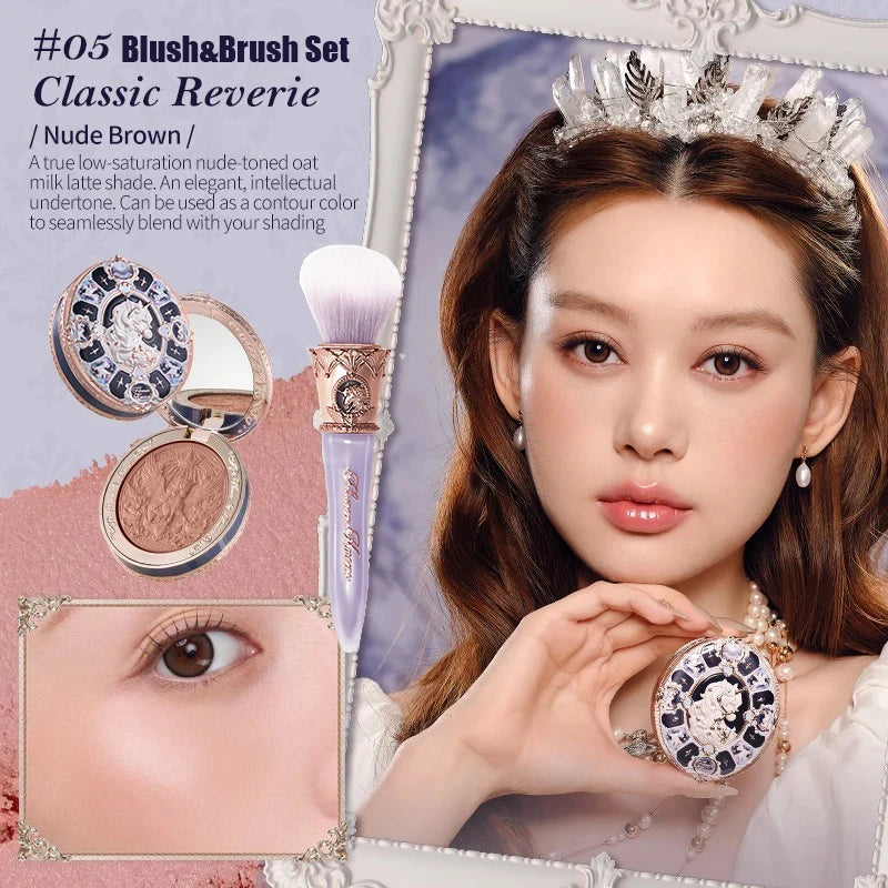 Flower Knows Strawberry Rococo Series Embossed Blush 5g Blush Powder Berry Mary Blusher Palette Makeup Profesional