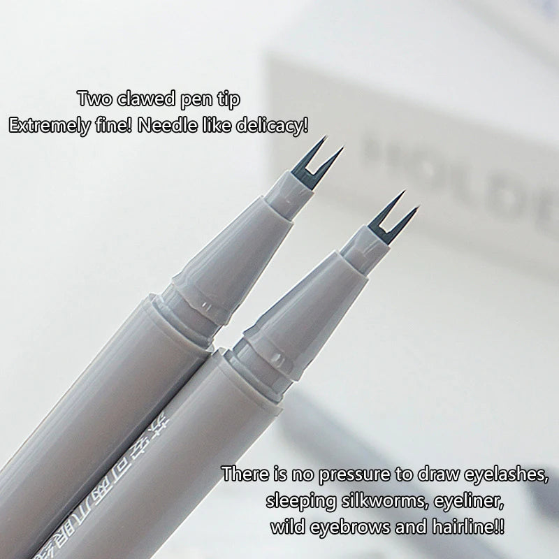Ultra-thin 2 Fork Tip Liquid Eyeliner Lower Eyelash Pen Makeup Quick Dry Smooth Eye Liner 2 Point Eyebrow Tattoo Pencil Cosmetic
