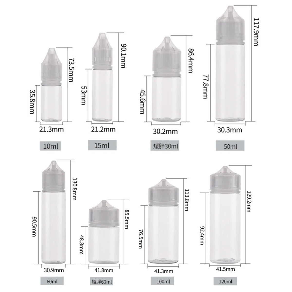 50pcs 10ml-100ml Plastic Empty Dropper Bottles Liquid Drop Bottles Long Tip Cap Oil Containers Portable Travel Dispenser Bottles