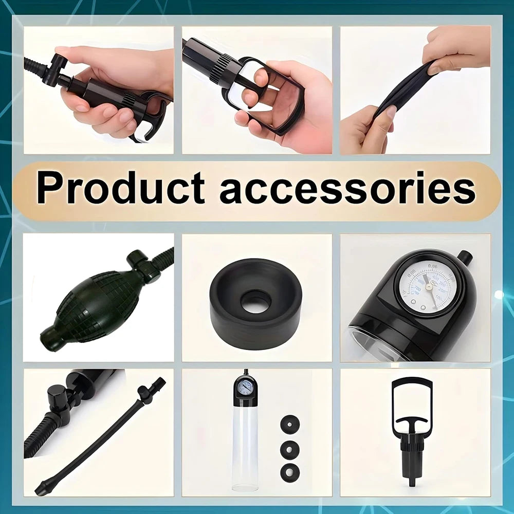 Penis Extender Enlarger Manual Vacuum Pump With Pressure Gauge  Cock Exercises Training Device Stronger Bigger Ejaculation 18+
