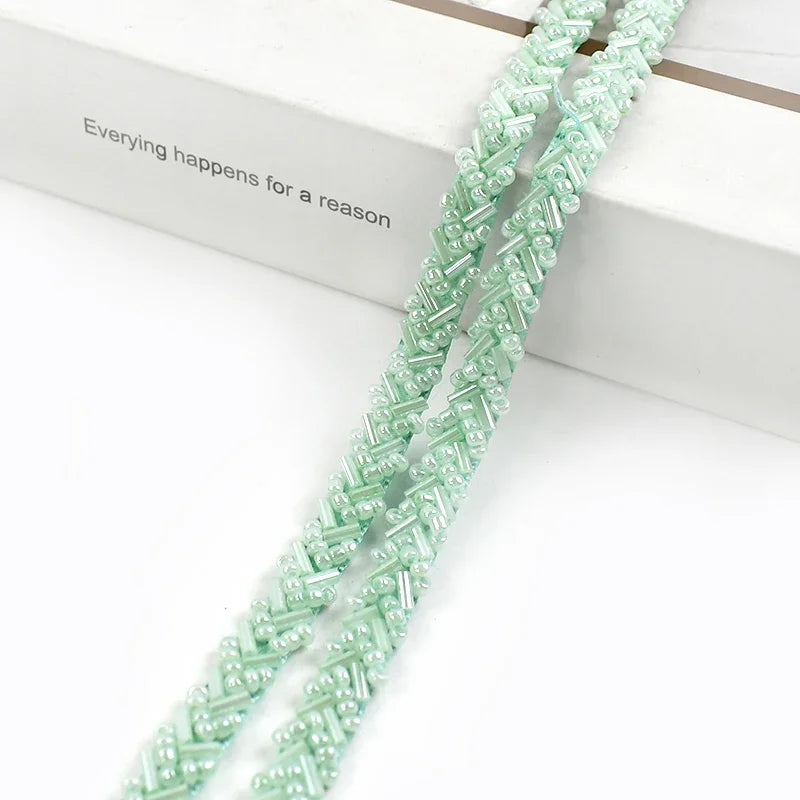 2/5/10Yards 7mm Beaded Lace Ribbon Sewing Wedding Dresses Laces Trim Decorative Trimmings Stitching Fabric DIY Crafts Materials