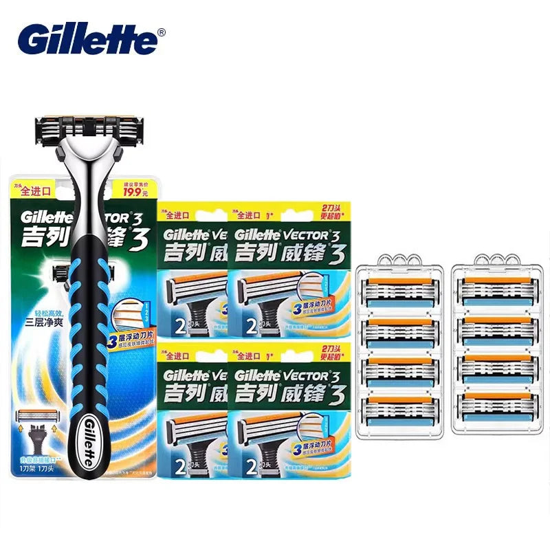 Gillette Sensor Excel Razor Blades Ultra Thin 3 Layer Sharp Shaving Blades Vector3 Men Face Hair Removal  Shaver Replace Refills