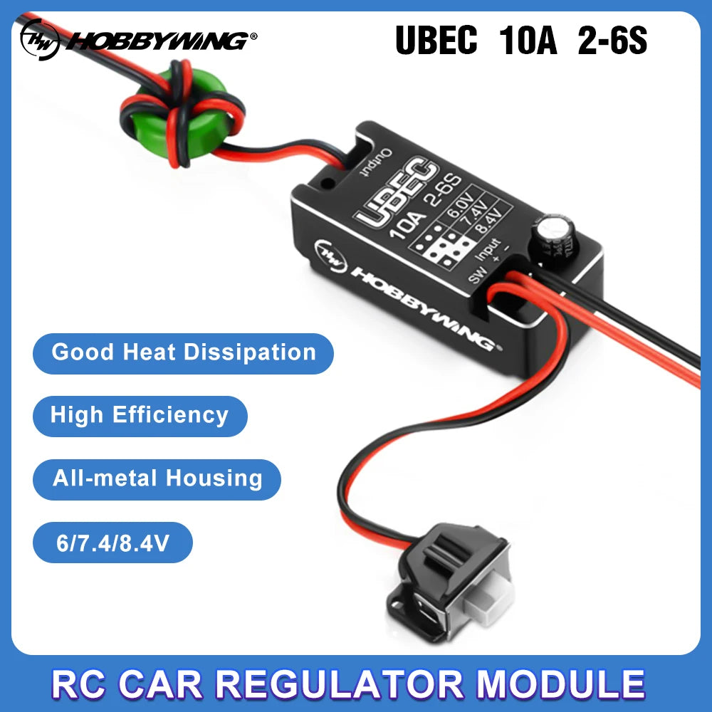 Hobbywing UBEC 10A Car Regulator Module IP67 2-6S 6/7.4/8.4V For RC Crawlers Trucks Car