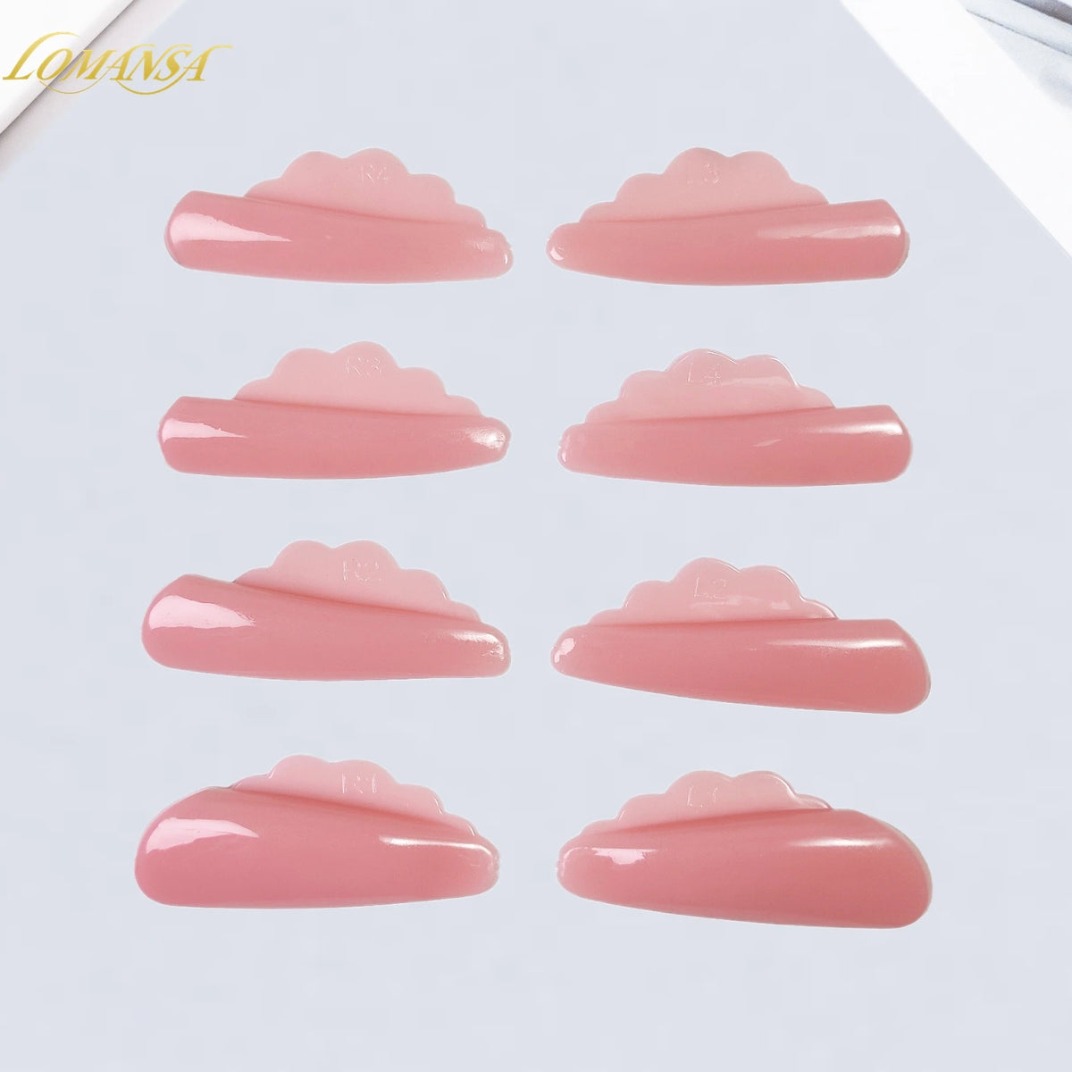 Lomansa New 4 Pairs V Curl Free Glue Eyelash Perm Pads Lashes Rods Shield Lifting 3D Eyelash Curler Accessories Makeup Tool