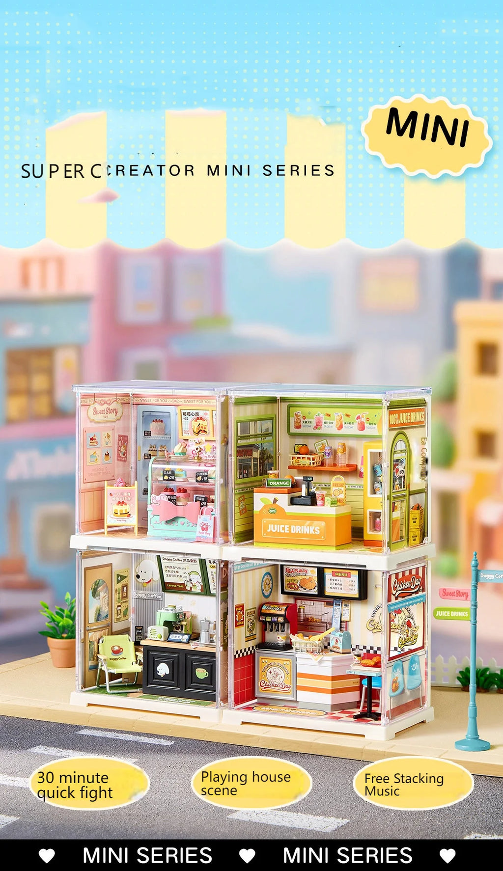 Mini Building Blocks DIY House Kit, Micro-Scale Scene Models Creative Gift for Women, Super World Tiny Craft