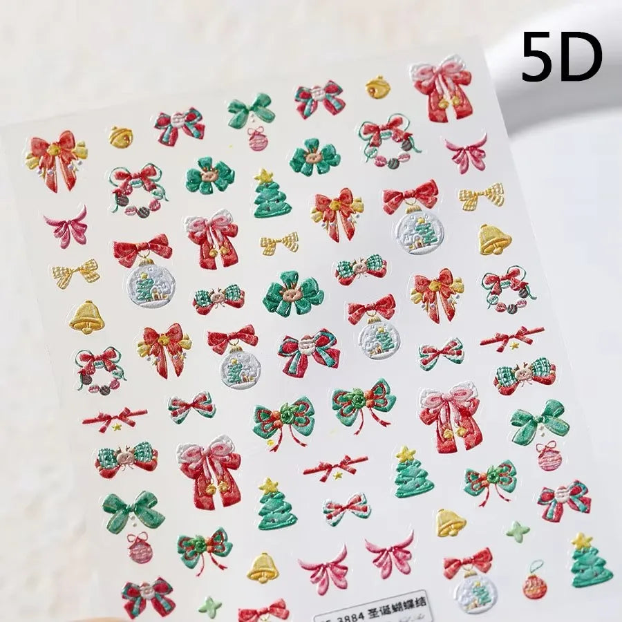 1pcs 5D Shell Light Nail Stickers Fashion Gold Border Love Heart Bowknot Moon Star Art Decal High Quality Manicure Decorations