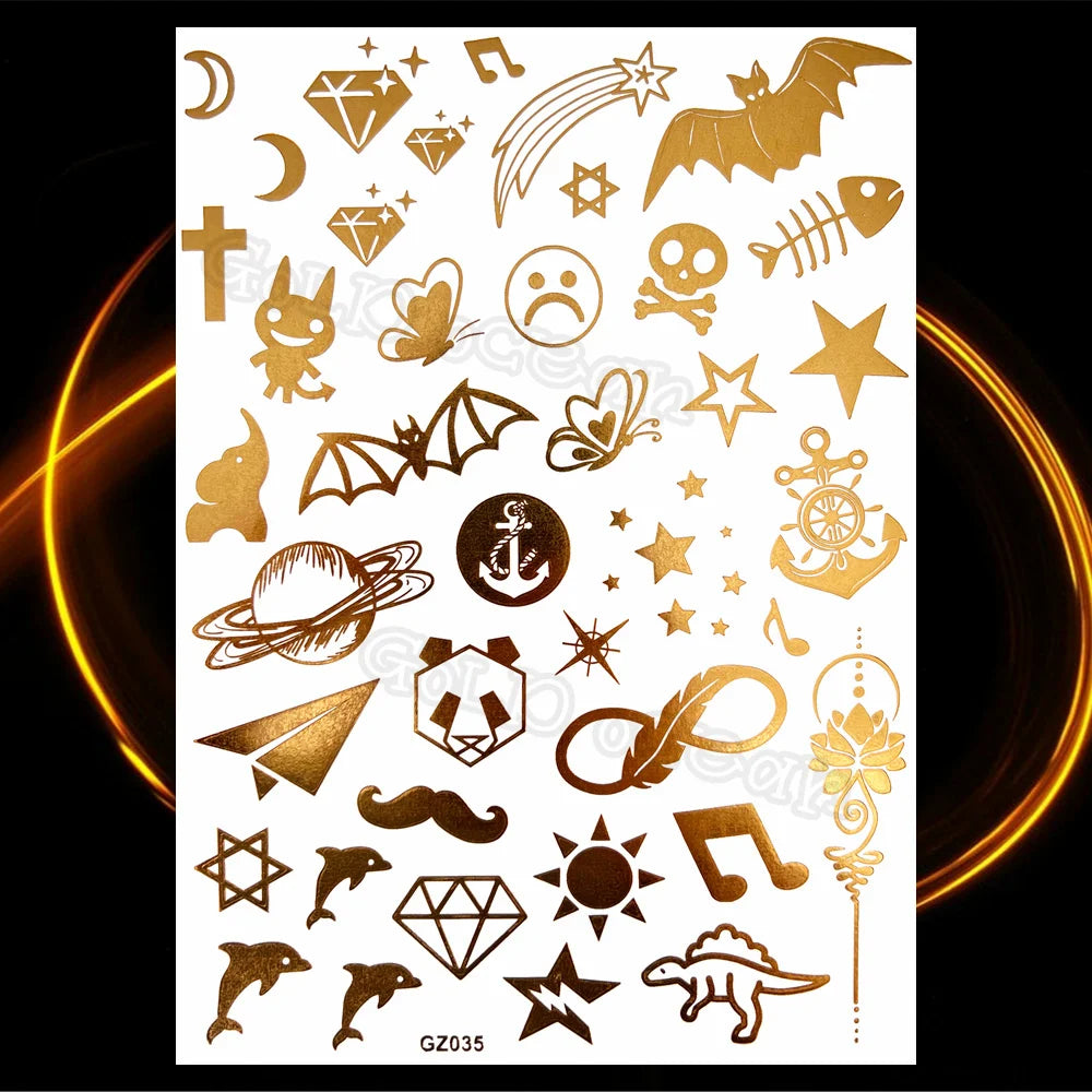 1PC Summer Style Men Women Body Art Gold Metallic Tattoo Sticker HYS-101 Chain Bracelet Fake Jewelry Waterproof Temporary Tattoo