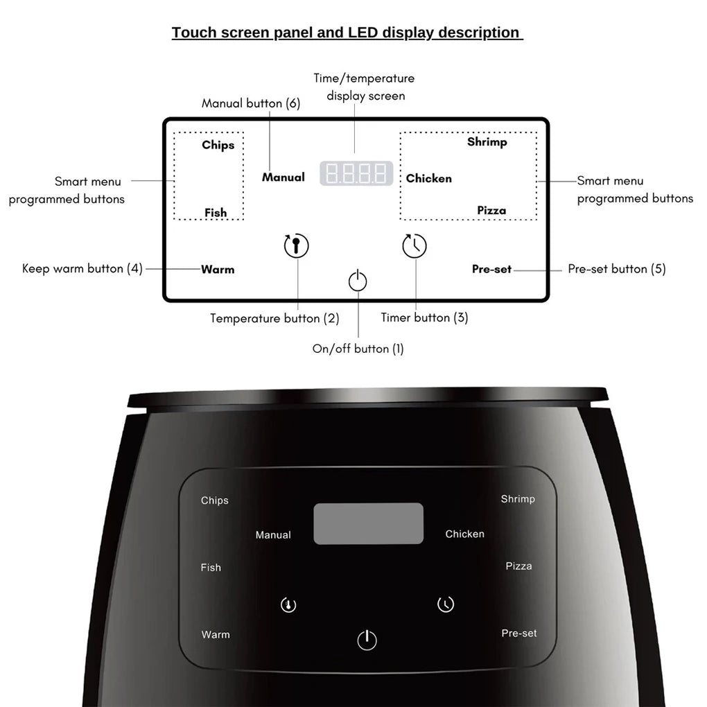 6L Air fryer Multi-functional intelligent touch screen oven Large capacity Electro mechanical deep fryer for home airfryer