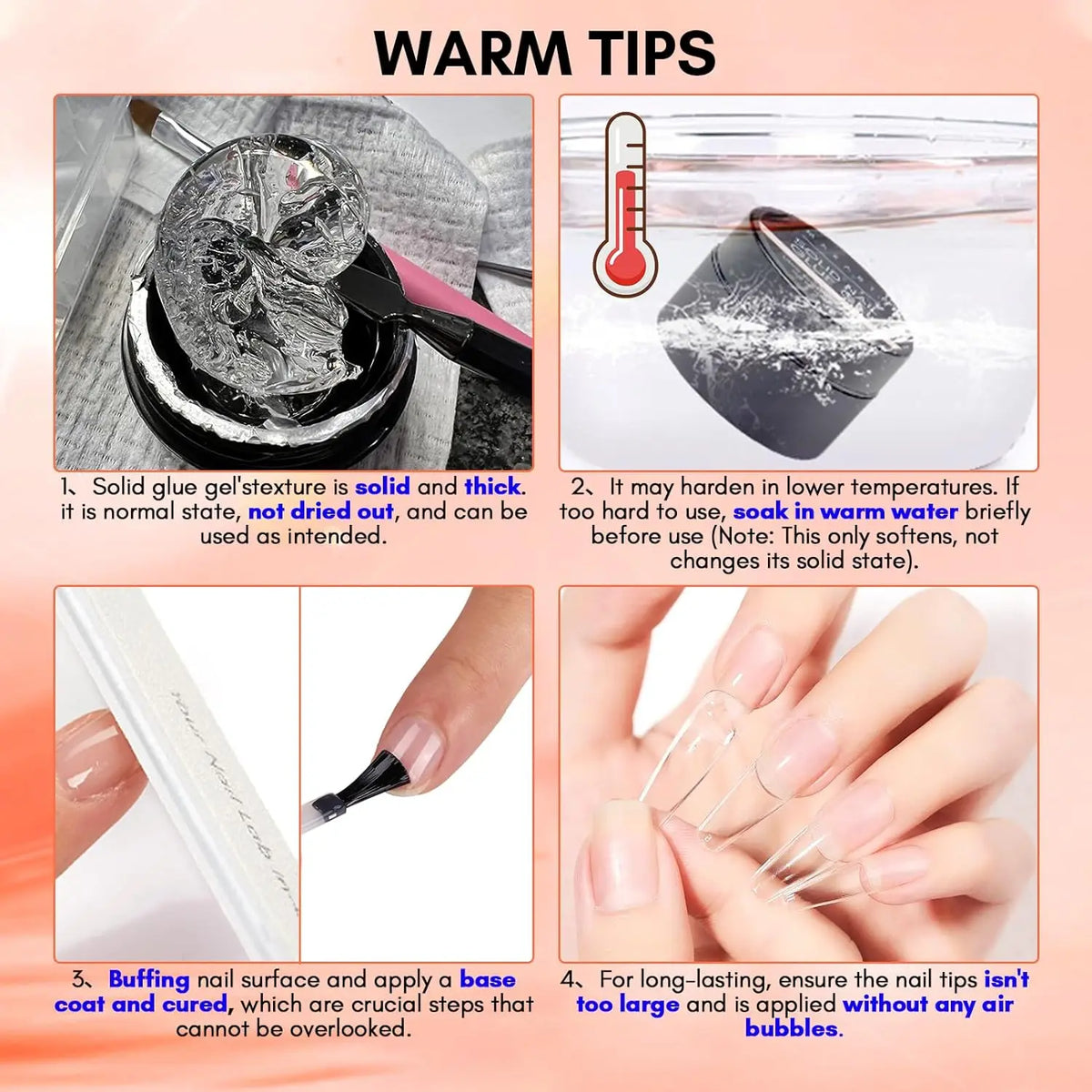 Makartt Solid Nail Gel for Acrylic Nail Tips Glue Gel Curing Needed UV Cured for Press On Nails Fake Nails Solid Nail Adhesive