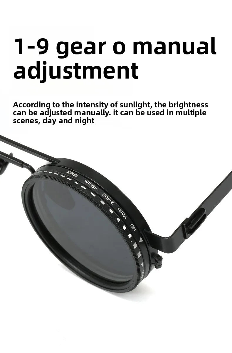 Polarized ND2 400 Adjustable Dimming Sunglasses UV Protection Metal Frame HD Lens for Mountaineering Cycling