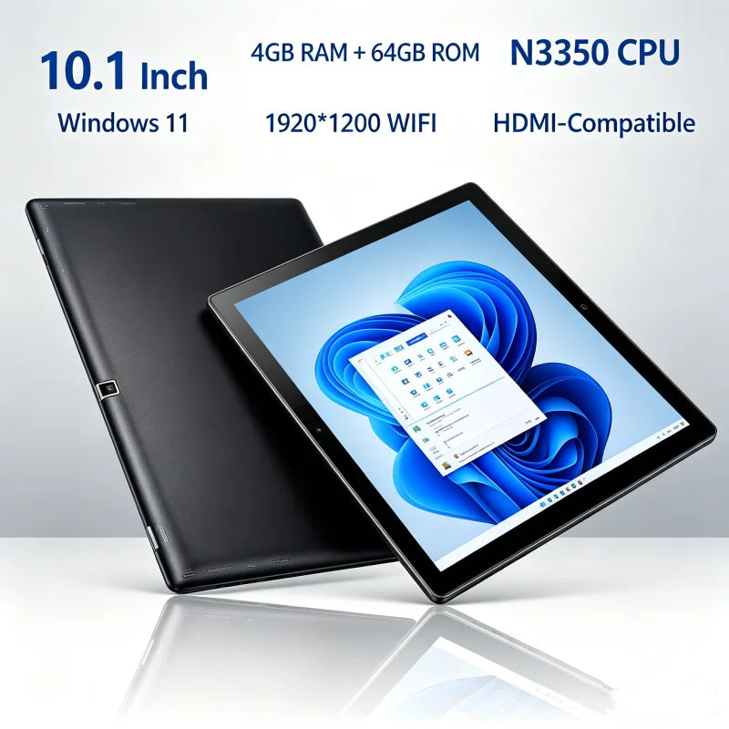 10.1" Windows 11 Tablet PC Tab G6 Pro AR40 N3350-4GB RAM, 64GB ROM SSD Storage Quad-Core USB 3.0 Type-C WIFI 1920*1200